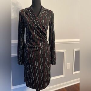 Express Black Midi Dress with Red and White Accents